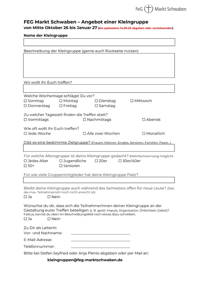 Angebotsformular Herbst 2026